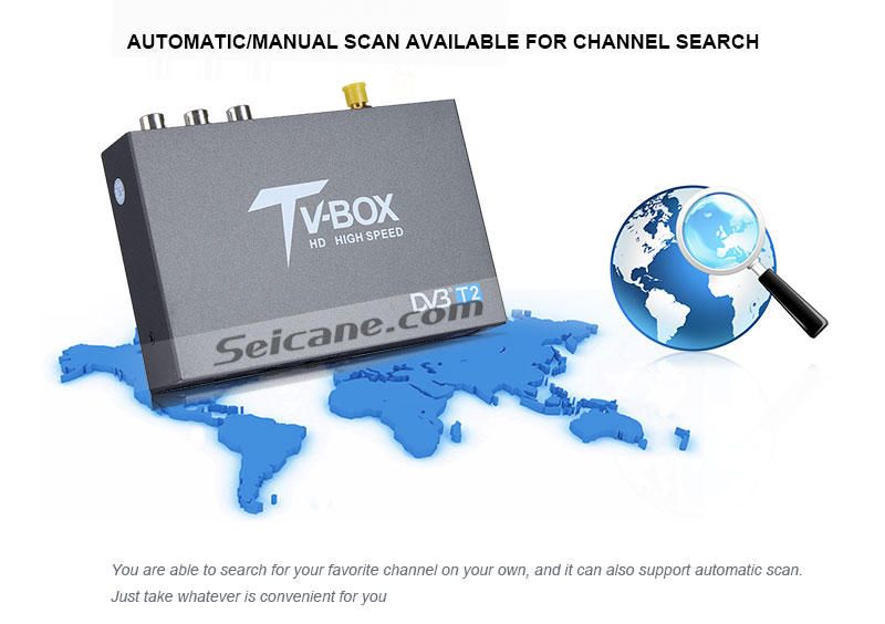 Seicane T337B H.264 (MPEG4) DVB-T2 Receptor de TV / Digitalização automática lista disponível para busca de canais