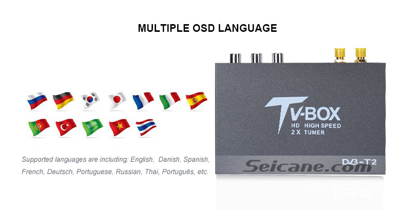 Seicane T338B H.264 (MPEG4) DVB-T2 Récepteur TV Langues OSD