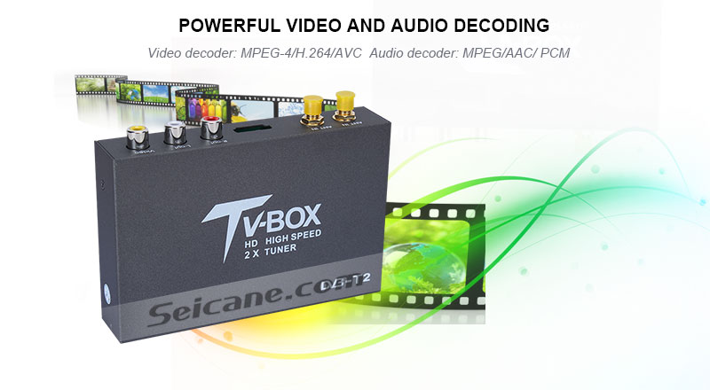 Seicane T338B H.264 (MPEG4) DVB-T2 Récepteur TV vidéo puissant et le décodage audio