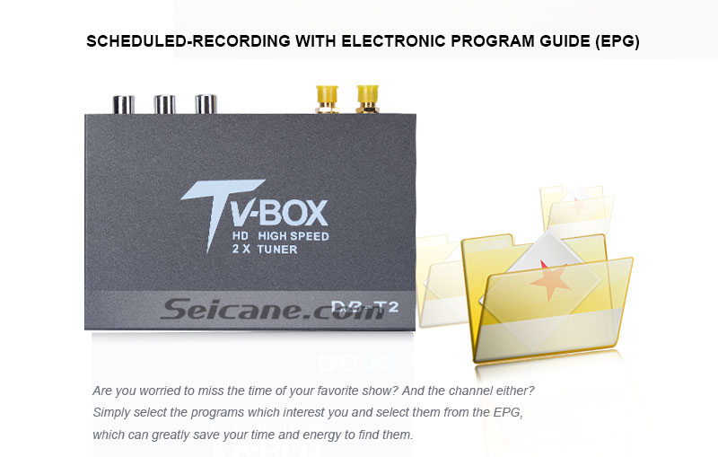 Seicane T338B H.264 (MPEG4) DVB-T2 TV RECEIVER scheduled-recording with electronic program guide（EPG）