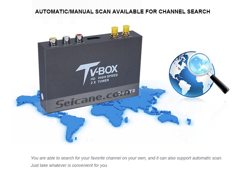 Seicane T338B H.264 (MPEG4) DVB-T2 TV RECEIVER Automatic/Manual scan available for channel search 