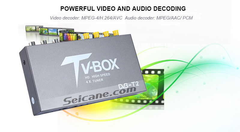 Seicane T339B H.264 (MPEG4) DVB-T2 Receptor de TV video de gran alcance y decodificación de audio