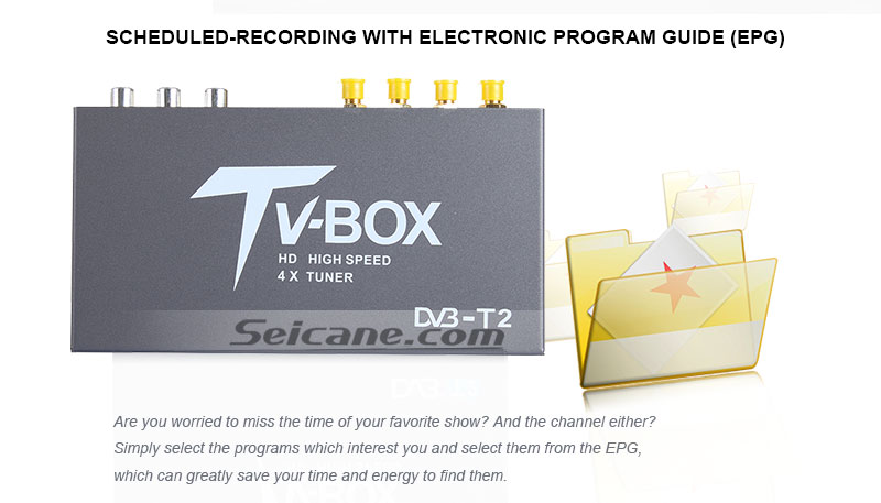 Seicane T339B H.264 (MPEG4) DVB-T2 Receptor de TV programada de gravação com guia de programação eletrônico (EPG)