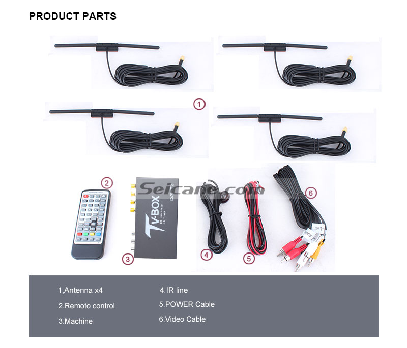 Seicane T339B H.264 (MPEG4) DVB-T2 Receptor de TV conexión de cables 