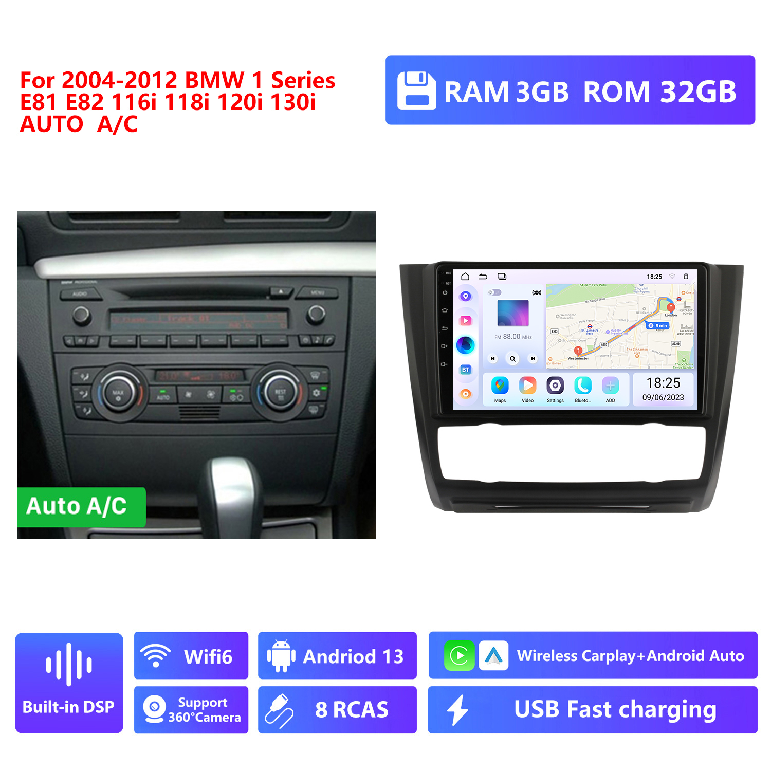 RAM 3G,ROM 32G,Auto A/C