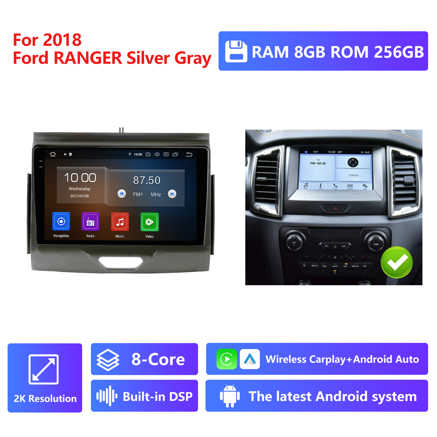 RAM 8G,ROM 256G 2K Resolution,Silver Gray