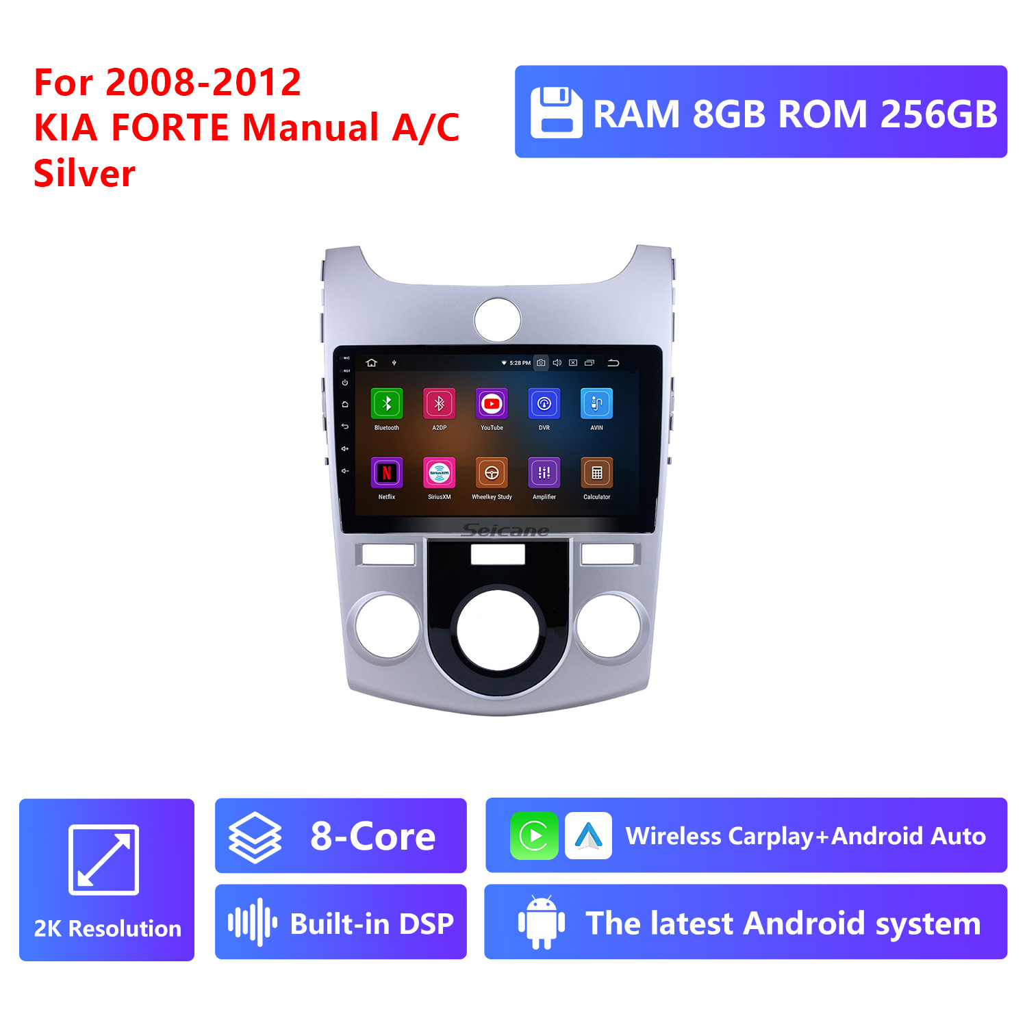 RAM 8G,ROM 256G 2K Resolution,Silver, MANUAL A/C