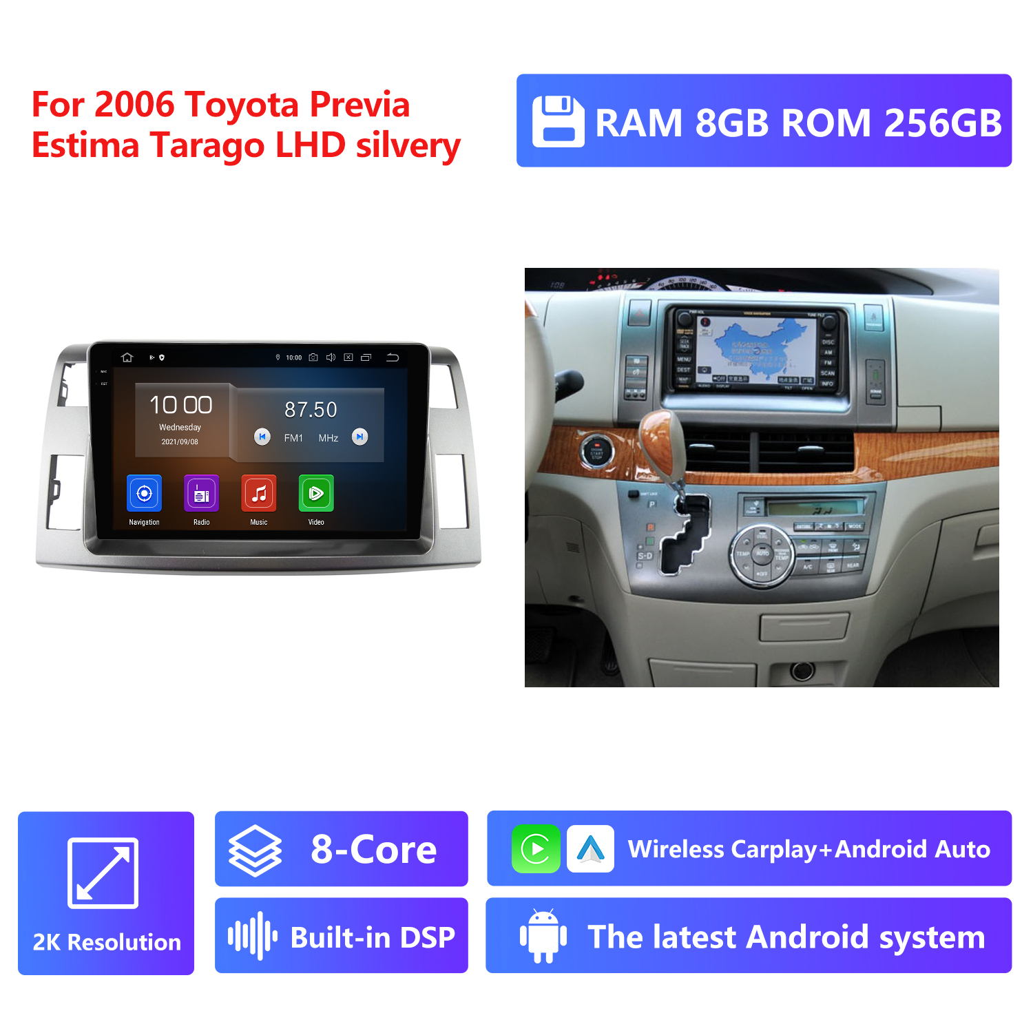 RAM 8G,ROM 256G 2K Resolution,Silver,LHD