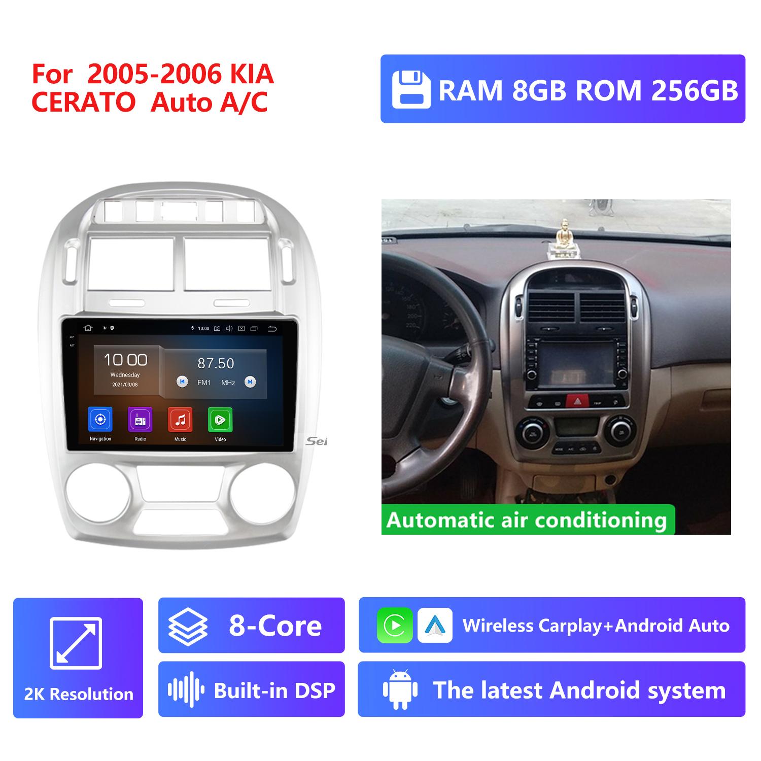 Auto A/C,RAM 8G,ROM 256G 2K Resolution